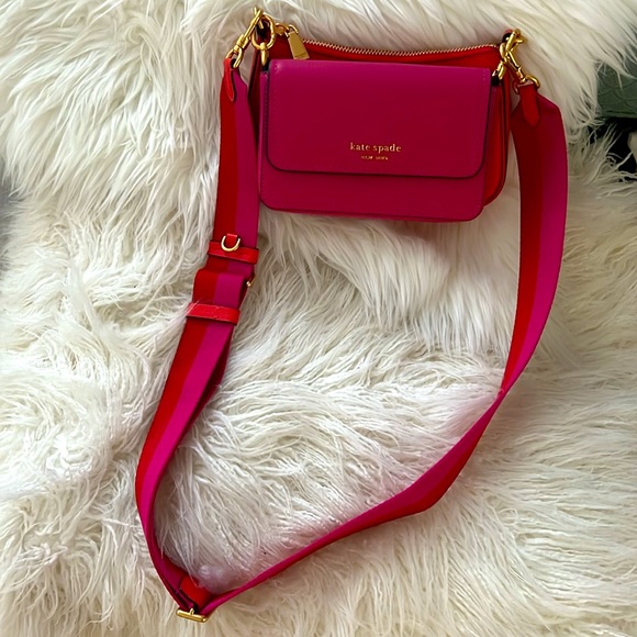 Kate Spade double bag color block crossbody Soffiano leather bag - Picture 4 of 13